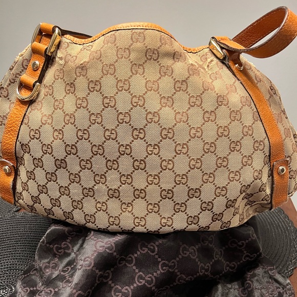 Gucci cloth hobo bag with leather straps
